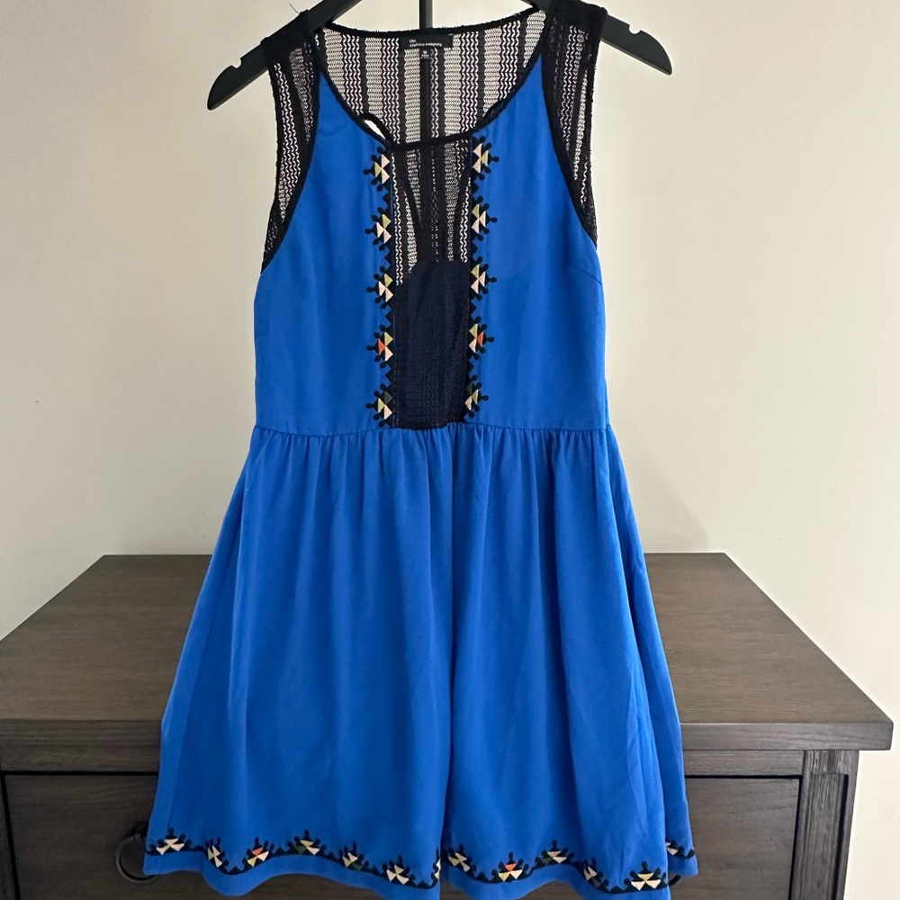 Blue Halter Mini Sundress for Wedding Guest